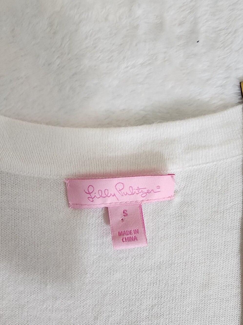 Lilly Pulitzer White Button Front V-Neck Cardigan Sweater Size Small - Picture 5 of 9